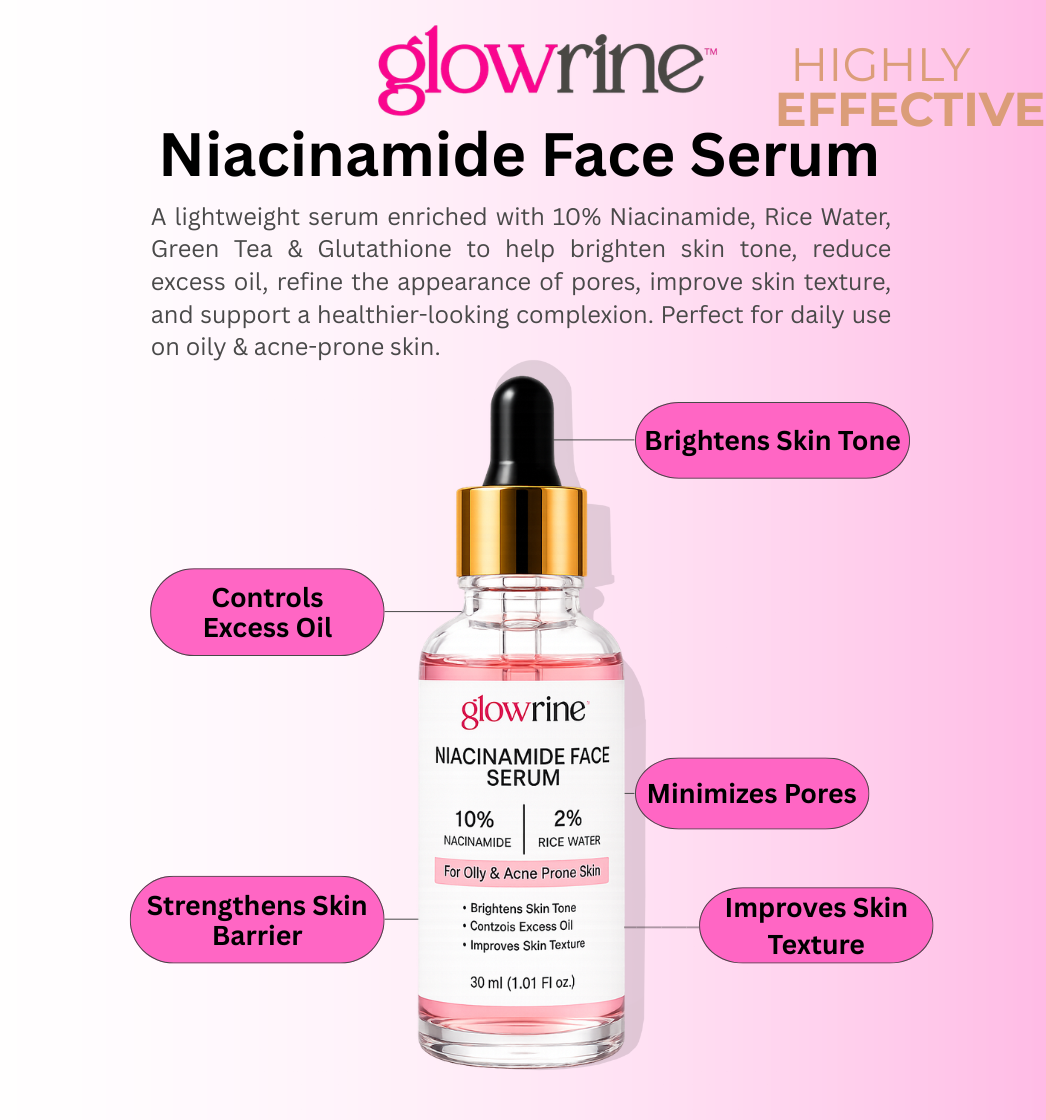 Brightening Niacinamide Face Serum with Rice Water | For Oily Skin | 30ml