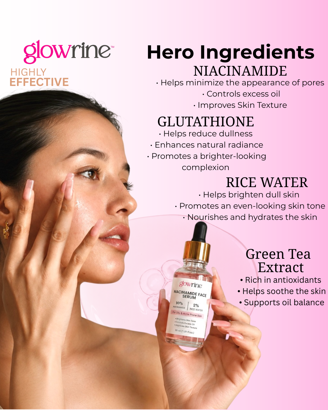 Brightening Niacinamide Face Serum with Rice Water | For Oily Skin | 30ml